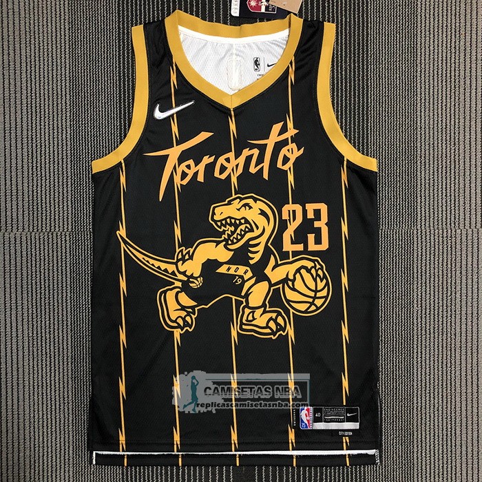 Camiseta Toronto Raptors Fred Vanvleet NO 23 Ciudad 2021-22 Negro
